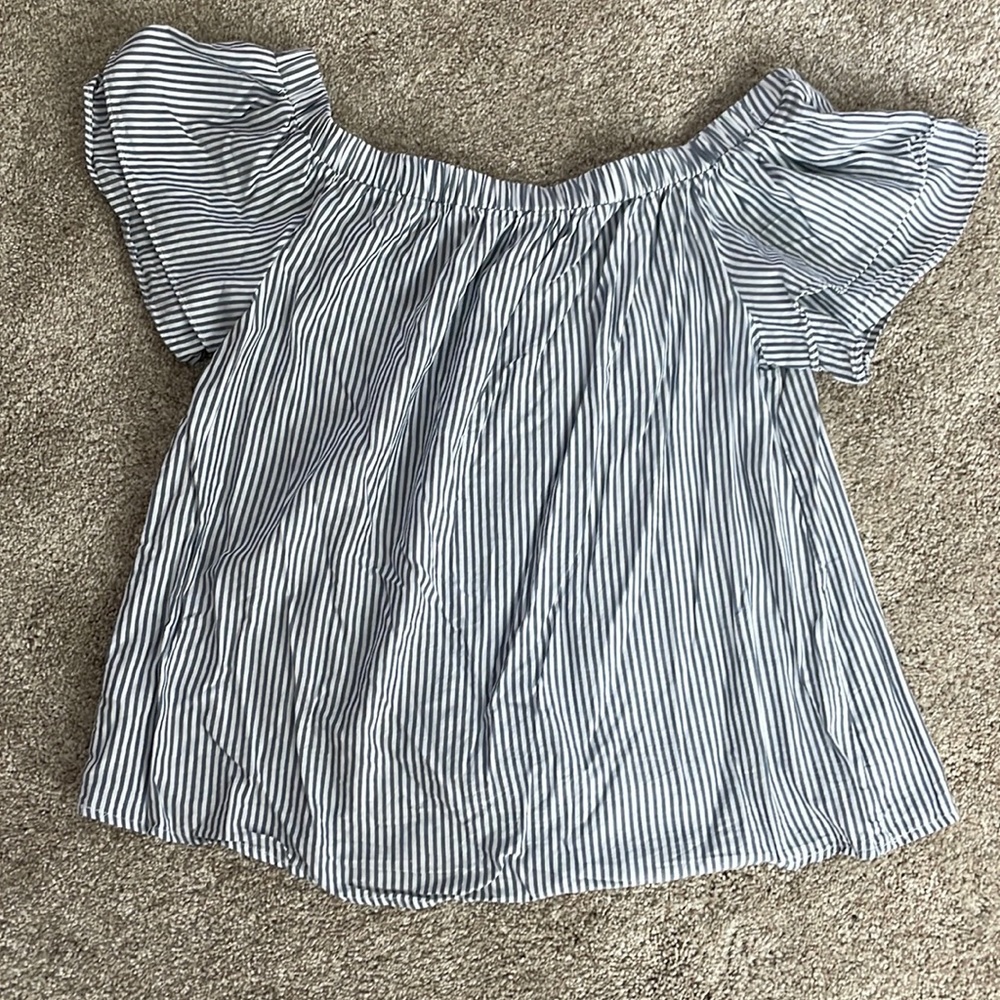 White and Blue Striped Shirt, XL